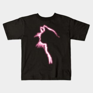 Glowing Pink Neon Cat Kids T-Shirt